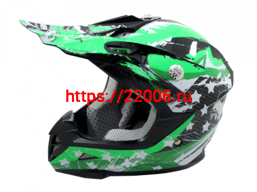 Мотошлем YM-211 KIDS cross черно-зеленый (M)