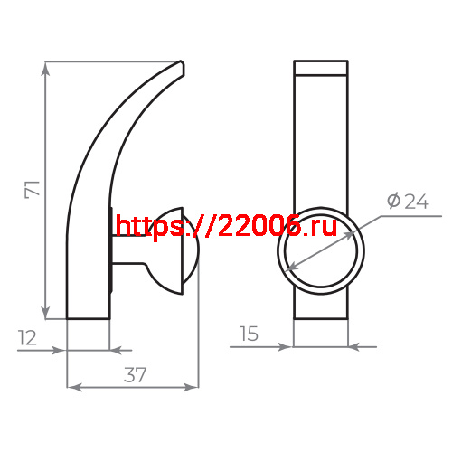 Крючок Ajax (Аякс) настенный MB-LM/K-004 GR графит фото 7