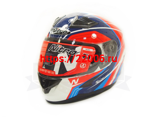 Шлем интеграл NITRO N2400 PIONEER (White/Red/Blue), размер L (6 шт в кор.)