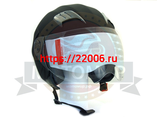 Шлем открытый "Safelead" HF-221 "колобки с доп. стеклом" мат. черный размер XL фото 3 Шлем открытый "Safelead" HF-221 "колобки с доп. стеклом" мат. черный размер XL фото 3