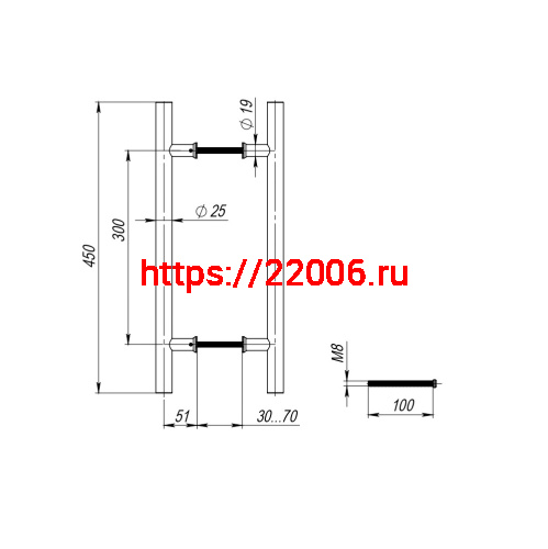 Ручка-скоба Fuaro (Фуаро) PULL.PH25/300.22 INOX 201 (PH-22-25/300-INOX) фото 2 Ручка-скоба Fuaro (Фуаро) PULL.PH25/300.22 INOX 201 (PH-22-25/300-INOX) фото 2