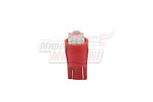 Лампа 12 В T10, 1 светодиод LED, без цоколя, квадратная с круглым приливом, красная