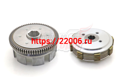 Сцепление в сборе 157FMI(125CC),162FMJ(150CC)(5 дисков,лепестки бараб.ровные,с 4-мя болтами,73 зуб)