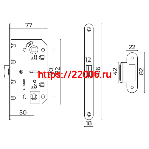 Защелка Ajax (Аякс) врезная METLM90-50 BL черный фото 2