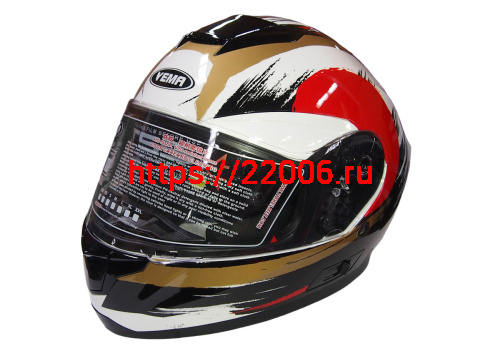 Шлем интеграл YM-831 "YAMAPA" CAT WHITE, BLUE YELLOW, размер  XL (прозрачный визор) NEW (6 шт. упак)