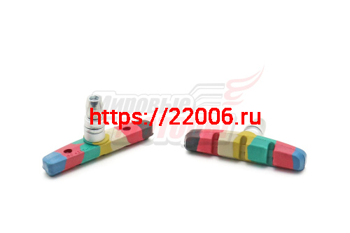 Колодки тормозные V-brake резьбовые L=72мм "KMS" (пара) МУЛЬТИКОЛОР Колодки тормозные V-brake резьбовые L=72мм "KMS" (пара) МУЛЬТИКОЛОР