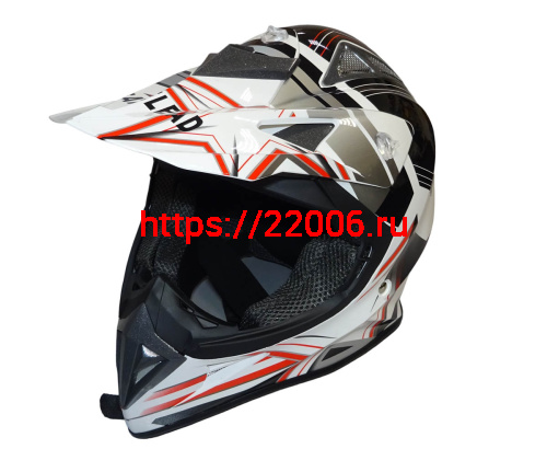 Шлем кроссовый "Safelead" HF-116 MATT BLACK белый Q158R размер S  NEW фото 2