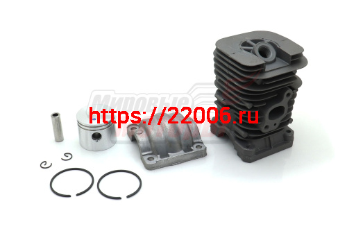 Поршневая группа в сборе Партнер 371 D41 двухкольцовая (ЧЕРНЕНЫЕ) с крышкой коленвала