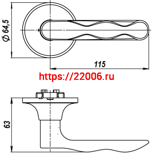 Ручка Punto (Пунто) защелка DK624 AB-BK (6024 AB-B) (фик.) бронза фото 3
