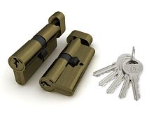 Цилиндровый Fuaro (Фуаро) механизм (100 ZM/60) 1000ZMKnob60(25+10+25) AB бронза 5Key с вертушкой