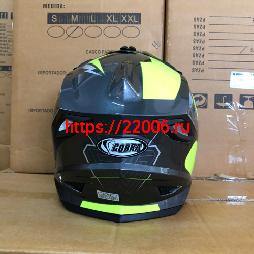 Шлем кроссовый COBRA JK801, №3 серый - лайм, размеры M фото 3 Шлем кроссовый COBRA JK801, №3 серый - лайм, размеры M фото 3