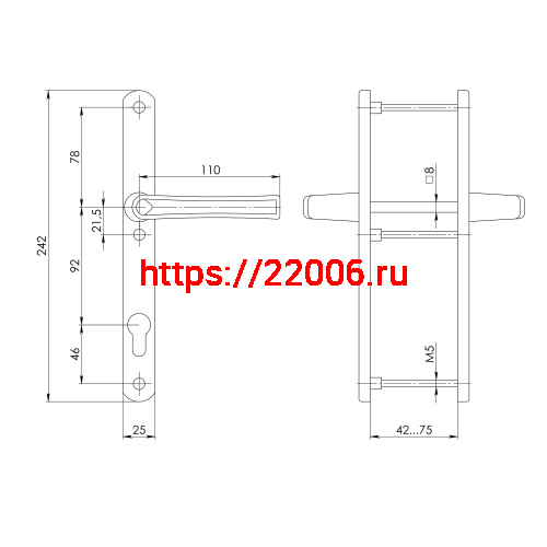 Ручка Punto (Пунто) на планке HANDLE.92.25.67-75 RAL 9016 фото 3