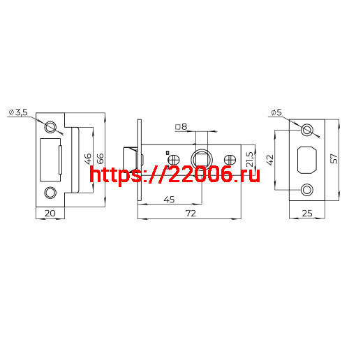 Защелка Ajax (Аякс) врезная PLASTLP45-8 (LP45-8) ABG зеленая бронза фото 3