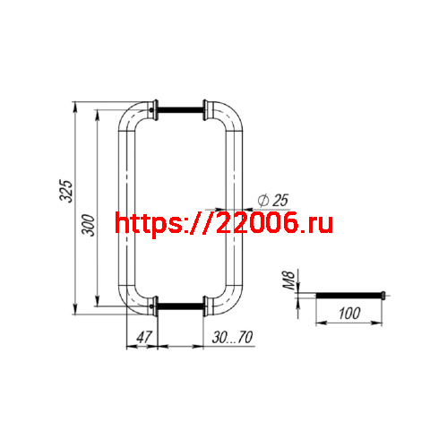 Ручка-скоба Fuaro (Фуаро) PULL.PH25/300.21 INOX 201 (PH-21-25/300-INOX) фото 2 Ручка-скоба Fuaro (Фуаро) PULL.PH25/300.21 INOX 201 (PH-21-25/300-INOX) фото 2