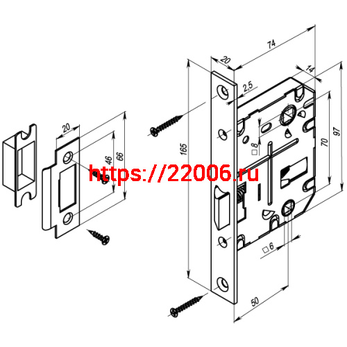 Защелка Punto (Пунто) врезная METL72-50 ( L72-50) SG мат.золото фото 3