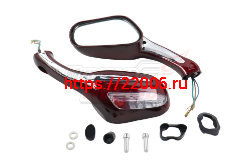 Зеркала (070) пласт Каплевидные объемные красные поворотник (плоский разъем) (к-во 40 пар)