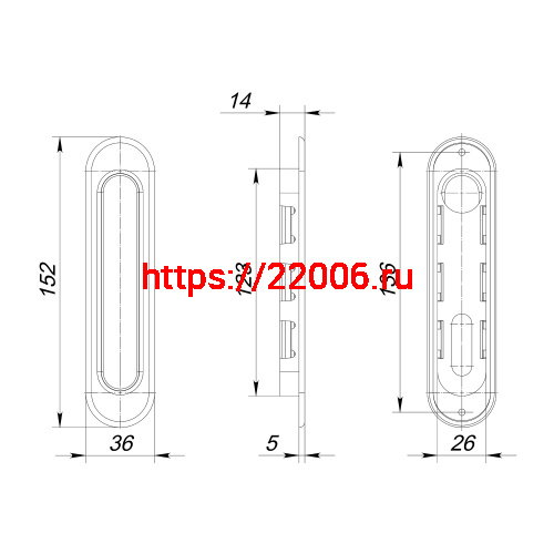Ручка Punto (Пунто) для раздвижных дверей SH.SL152.010 (Soft LINE SL-010) BL черный фото 4