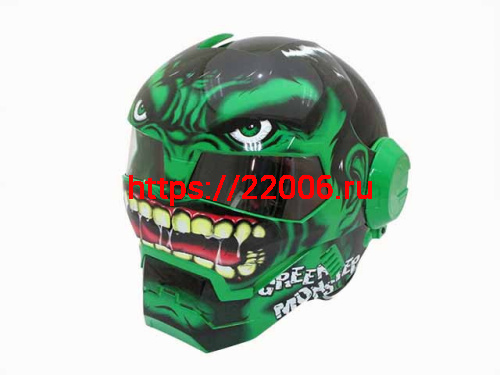 Мотошлем закрытый MASEI 610 Monster зеленый (M)