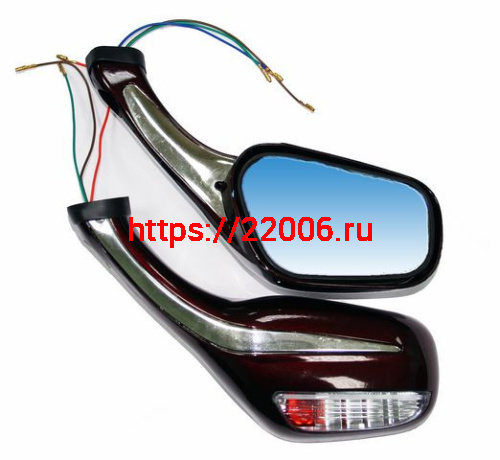 Зеркала заднего вида №25 пластик литой корпус красное с поворотом М8 Зеркала заднего вида №25 пластик литой корпус красное с поворотом М8