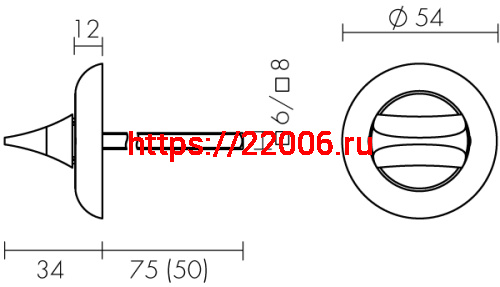 Ручка Fuaro (Фуаро) поворотная BKW8x50.R.HMR54 PLASTIC (HMR8x50) CP хром фото 3 Ручка Fuaro (Фуаро) поворотная BKW8x50.R.HMR54 PLASTIC (HMR8x50) CP хром фото 3