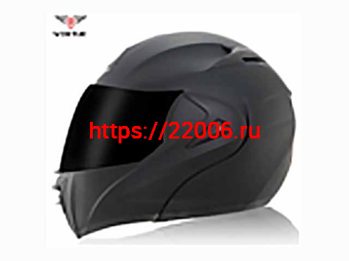 Мотошлем VIRTUE MD-808 трансформер с визором черный матовый с темным стеклом (M)