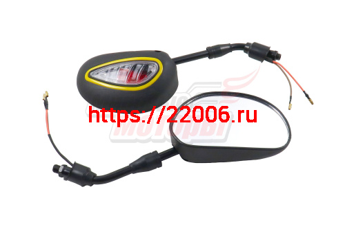 Зеркала (074) пласт. (бобовидные, черные, с поворотником) (в уп. 50 пар)