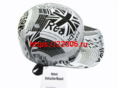 Мотошлем кепка белый (с рисунком) (M)