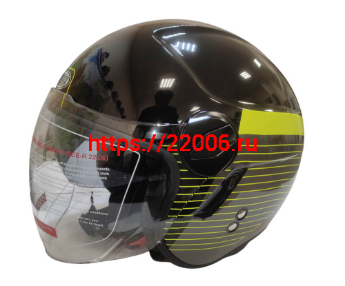 Шлем открытый COBRA EC H595, серый титан, синий, очки, размер M