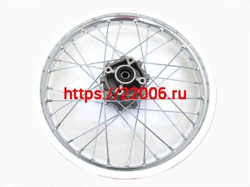 Диск колеса задний алюминиевый на спицах 2.15 - 18", дисковый тормоз ось 15мм KAYO K1, T2 (c 2019г.)