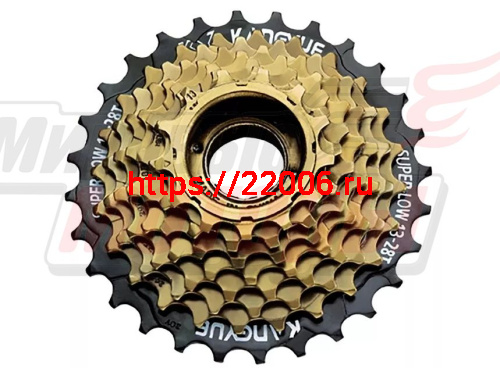 Блок спортивный 8 звезд (Трещотка 13-28 зуб)/KW-884, черно-коричневая,стальная