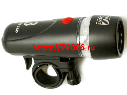 _Фара  Вело передняя, 3диода,3 режима, универсальная, влагозащита,бат. в компл., в торг.уп (XC-735A)
