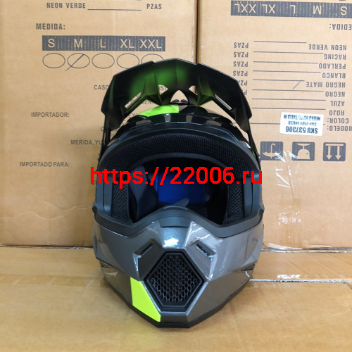 Шлем кроссовый COBRA JK801, №3 серый - лайм, размеры M фото 2 Шлем кроссовый COBRA JK801, №3 серый - лайм, размеры M фото 2