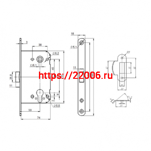 Корпус Punto (Пунто) замка PL85-50/BL ABG (бронза) фото 3