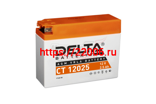 Аккумулятор 12В 2,5Ач DELTA CT12025 (YT4B-BS) (кислотный, герметичный) (боков.полярн) (114*39*87мм)