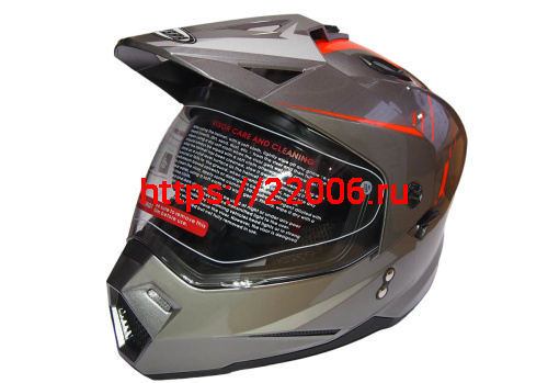 Шлем туринг (кросс со стеклом и очками) COBRA JK802, серо-оранжевый, размеры S Шлем туринг (кросс со стеклом и очками) COBRA JK802, серо-оранжевый, размеры S
