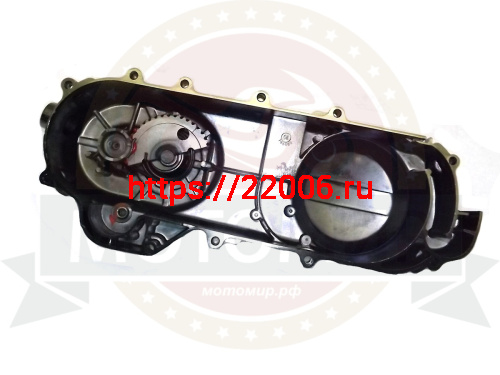 Крышка картера GY6-50 левая длиная 12" 430мм (вариатора FT50QT-10) с пусковым устройством фото 3