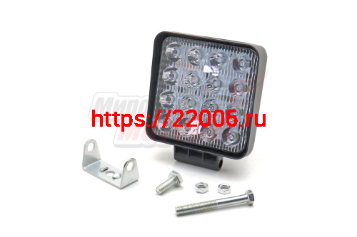 Фара светодиодная 48W 16 диодов SMD, 35мм квадрат. мет. корпус, дальний свет (Spot)