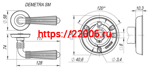 Ручка Fuaro (Фуаро) раздельная R.SM58.DEMETRA (DEMETRA SM) AS-3 античное серебро фото 3