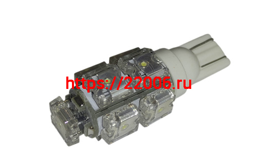 Лампа светодиодная (LED) 12V T10 (W2,1х9,5d) 9LED W5W белая Лампа светодиодная (LED) 12V T10 (W2,1х9,5d) 9LED W5W белая