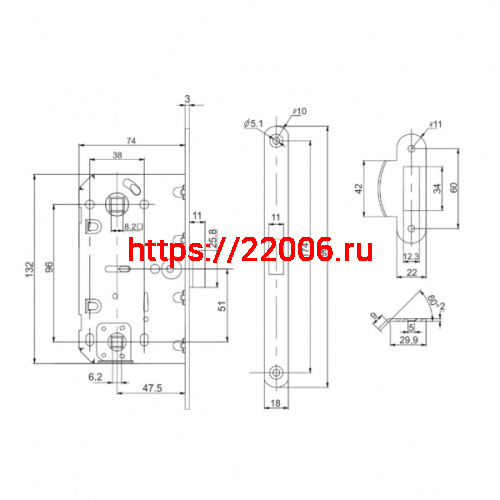 Защелка Punto (Пунто) врезная PL96WC-50/BL SSC-16 сатин.хром фото 3 Защелка Punto (Пунто) врезная PL96WC-50/BL SSC-16 сатин.хром фото 3