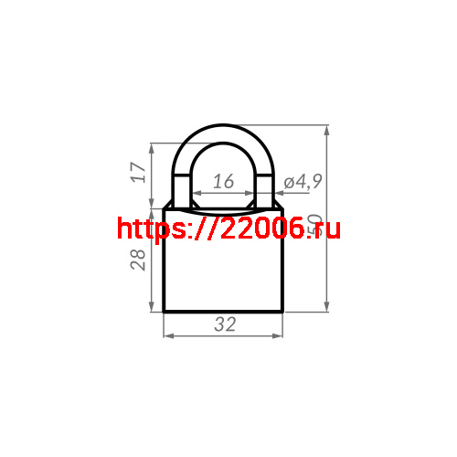 Замок Punto (Пунто) навесной PK-0132 3 key англ.ключ. фото 3