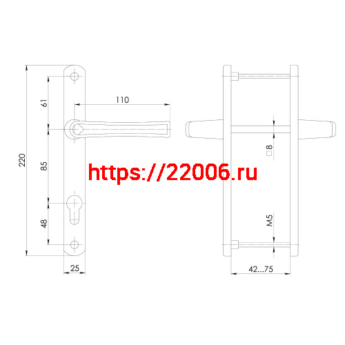 Ручка Punto (Пунто) на планке HANDLE.85.25.67-75 RAL 9005 черный фото 4 Ручка Punto (Пунто) на планке HANDLE.85.25.67-75 RAL 9005 черный фото 4