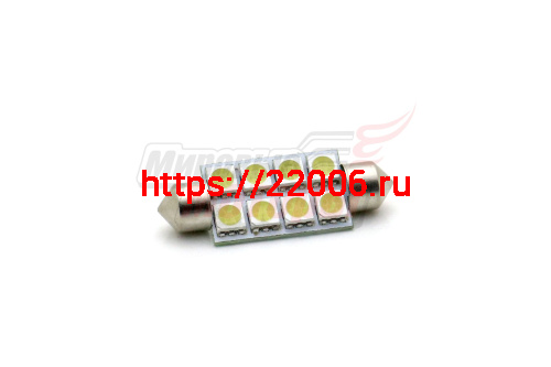 Лампа 12 В T11х41, 8 светодиодов 5050SMD, двухцокольная, подсветки, белая Лампа 12 В T11х41, 8 светодиодов 5050SMD, двухцокольная, подсветки, белая