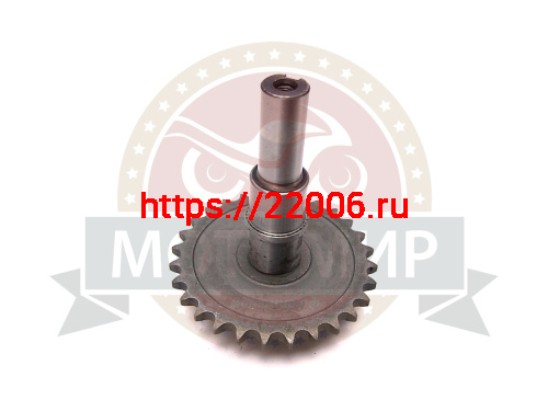 Звезда 28 зуб. ведомая в сборе с валом d20-30мм, шпонка 7мм, LIFAN 168F-R (23571) фото 2