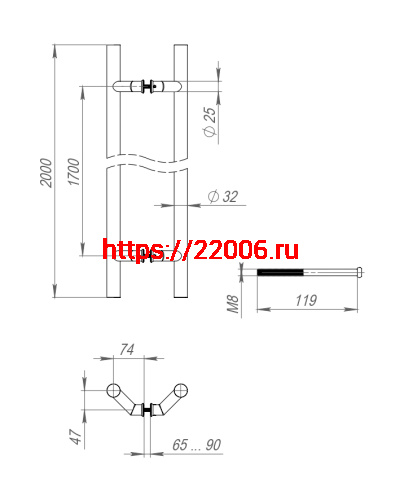 Ручка-скоба Fuaro (Фуаро) PULL.PH32/2000.45 INOX 304 фото 3