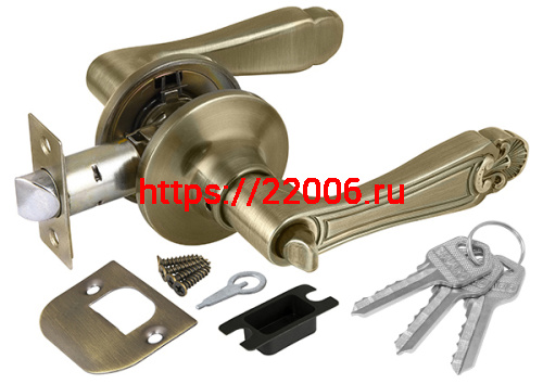 Ручка Fuaro (Фуаро) защелка DK637/BL АB-ET (637/BL АB-E) (кл/фик.) бронза