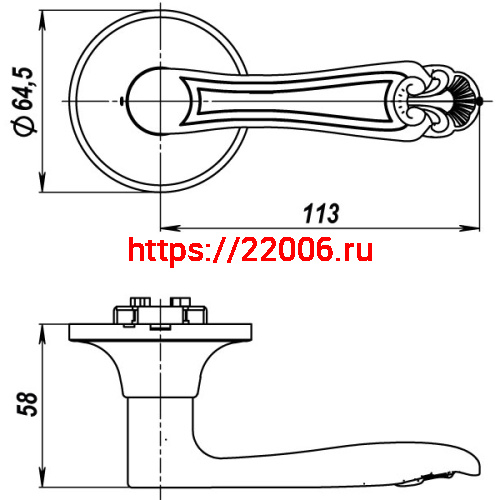 Ручка Punto (Пунто) защелка 6037 MAB-P (без фик.) мат. бронза фото 3