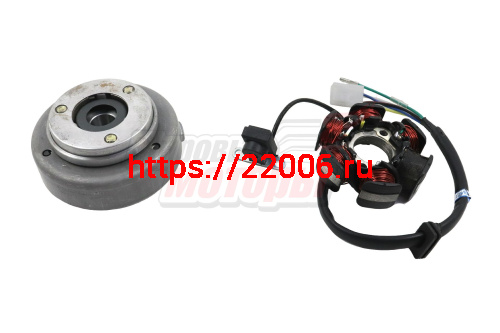 Зажигание в сборе с маховиком 1P47FMD,1P47FME,1P52FMH (70,90,110cc с реверсом) Зажигание в сборе с маховиком 1P47FMD,1P47FME,1P52FMH (70,90,110cc с реверсом)