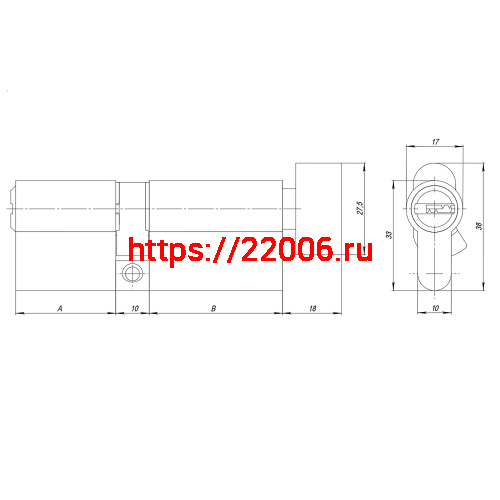 Цилиндровый Ajax (Аякс) механизм (AZ202/60) AZ2002Knob60 (25+10+25) CP хром фото 3