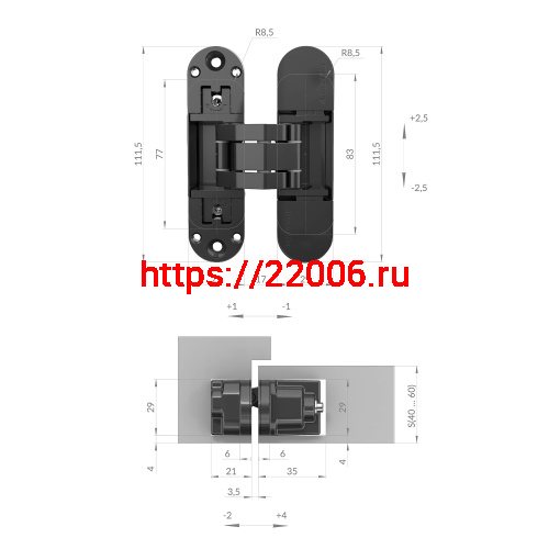 Петля Armadillo (Армадилло) скрытой установки U3D6002.TG SC мат. хром фото 2 Петля Armadillo (Армадилло) скрытой установки U3D6002.TG SC мат. хром фото 2
